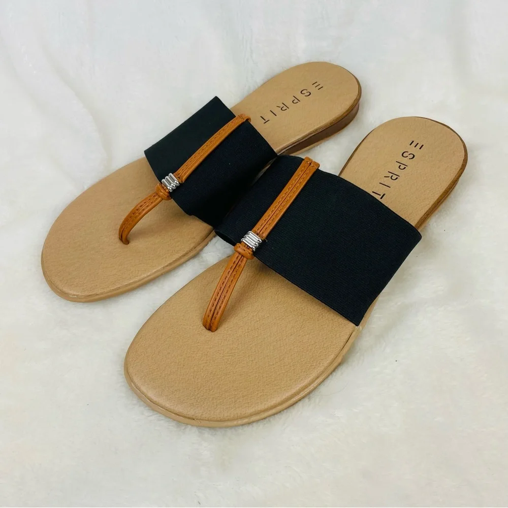 ESPRIT Women’s Size 9 Brown and Black Flip Flop Thong Toe Flat Shoes - Picture 3 of 5